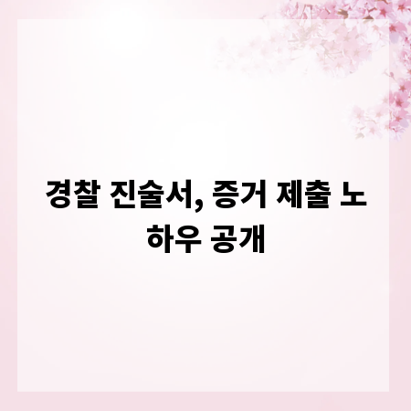 경찰 진술서, 증거 제출 노하우 공개