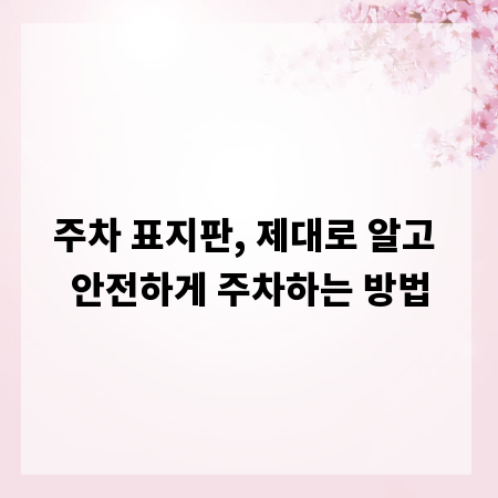 주차 표지판, 제대로 알고 안전하게 주차하는 방법