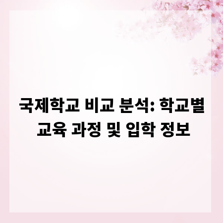국제학교 비교 분석: 학교별 교육 과정 및 입학 정보