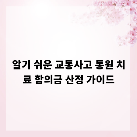 알기 쉬운 교통사고 통원 치료 합의금 산정 가이드