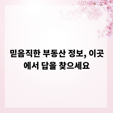 믿음직한 부동산 정보, 이곳에서 답을 찾으세요
