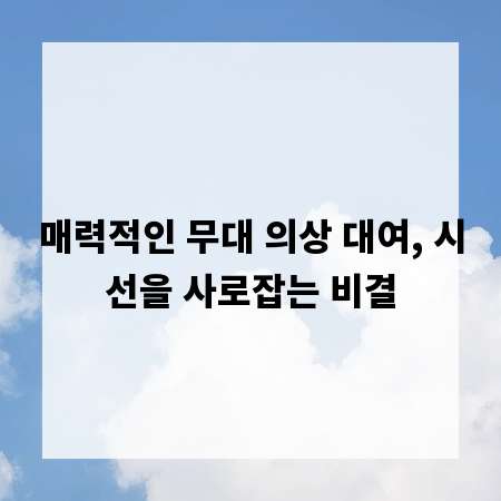 매력적인 무대 의상 대여, 시선을 사로잡는 비결