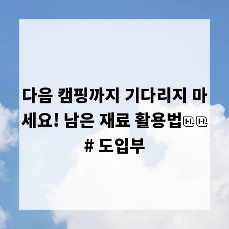 다음 캠핑까지 기다리지 마세요! 남은 재료 활용법
# 도입부