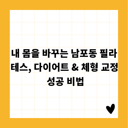 내 몸을 바꾸는 남포동 필라테스, 다이어트 & 체형 교정 성공 비법