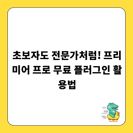 초보자도 전문가처럼! 프리미어 프로 무료 플러그인 활용법