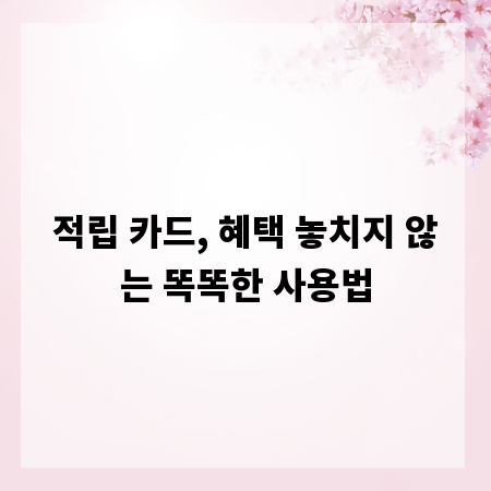 적립 카드, 혜택 놓치지 않는 똑똑한 사용법
