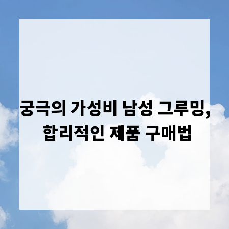 궁극의 가성비 남성 그루밍, 합리적인 제품 구매법