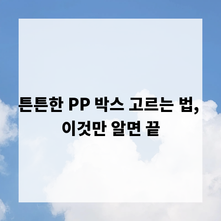 튼튼한 PP 박스 고르는 법, 이것만 알면 끝