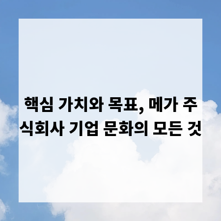 핵심 가치와 목표, 메가 주식회사 기업 문화의 모든 것