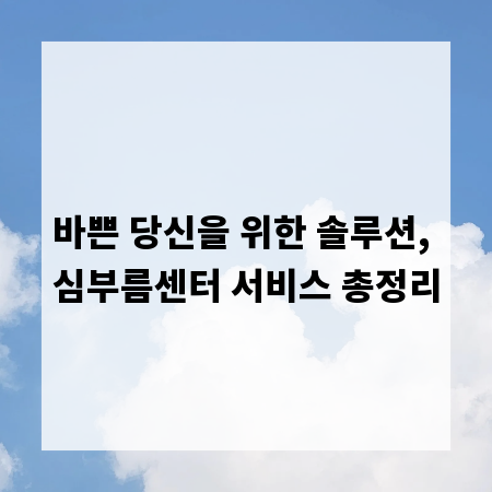 바쁜 당신을 위한 솔루션, 심부름센터 서비스 총정리