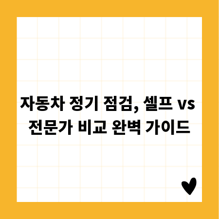 자동차 정기 점검, 셀프 vs 전문가 비교 완벽 가이드