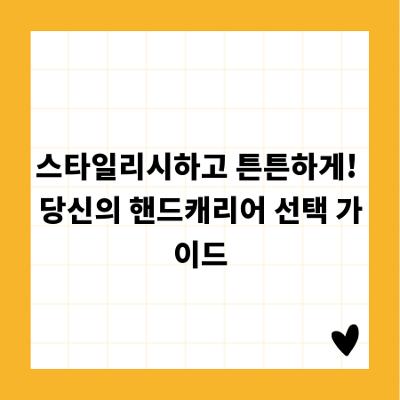 스타일리시하고 튼튼하게! 당신의 핸드캐리어 선택 가이드