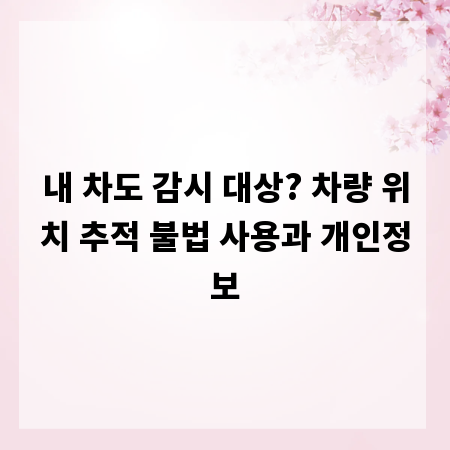 내 차도 감시 대상? 차량 위치 추적 불법 사용과 개인정보