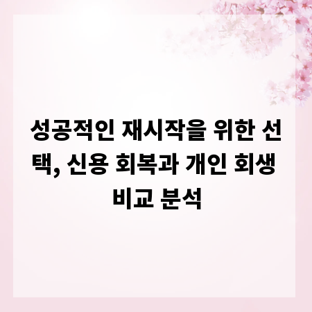 성공적인 재시작을 위한 선택, 신용 회복과 개인 회생 비교 분석
