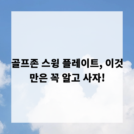 골프존 스윙 플레이트, 이것만은 꼭 알고 사자!