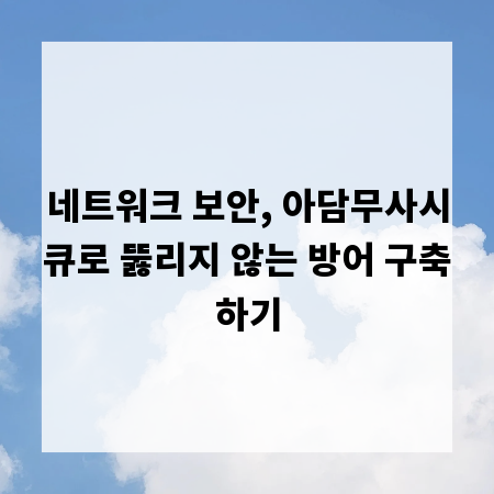 네트워크 보안, 아담무사시큐로 뚫리지 않는 방어 구축하기